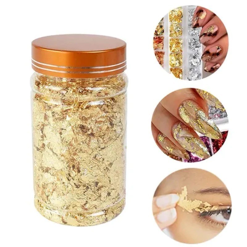 Folha De Ouro Para Decoração De Unhas PROMOÇÃO -Pote Grande