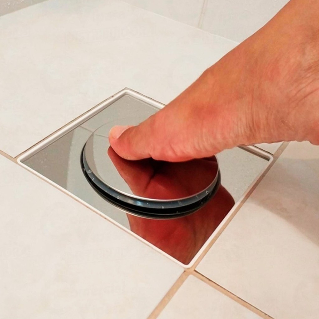 Ralo Inteligente Click 10x10 Cm Inox Banheiro Lavabo Veda Cheiro