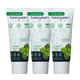 Kit 3 Creme Pasta Dental Natural Menta Melaleuca Bee Green em Oferta na Shopee