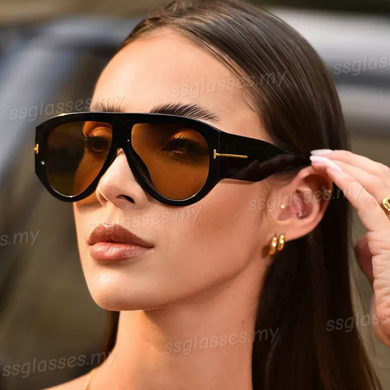 Óculos De Sol Piloto De Armação Grande Retrô Para Mulheres Homens T Word Unissex Proteção UV