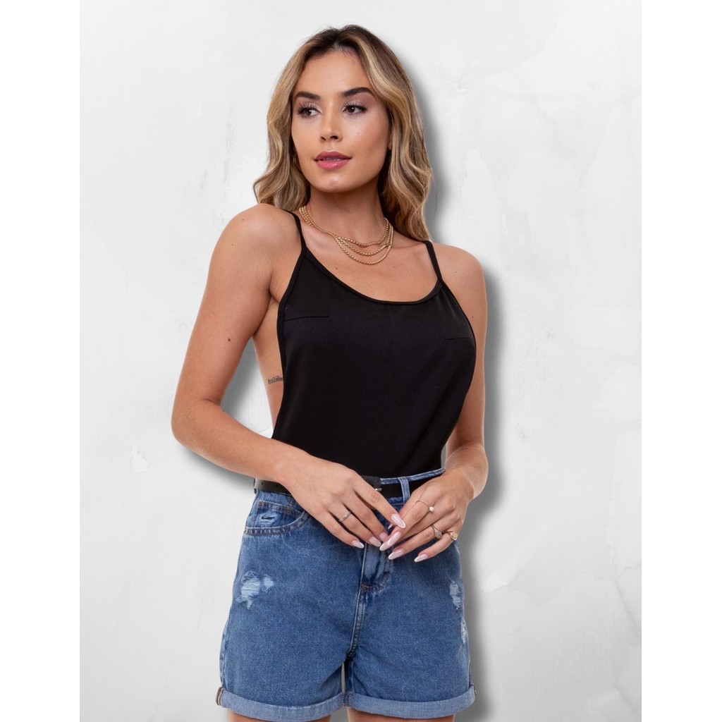 Body Regatao Cavado Costas Aberta Blusinha Feminina Sensual Casual Básica Minimalista em Oferta na Shopee
