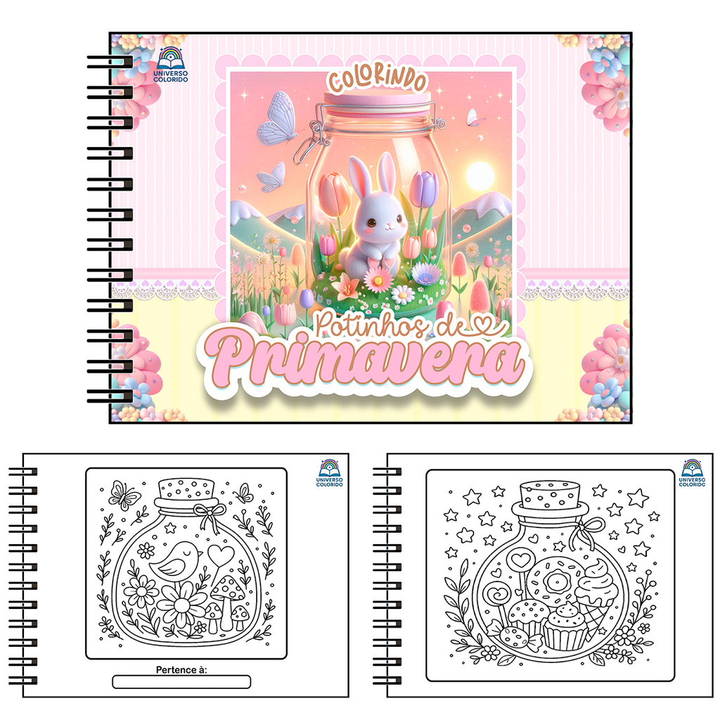 Livro de Colorir Infantil POTINHOS DE PRIMAVERA 50 Folhas Capa Dura em Oferta na Shopee