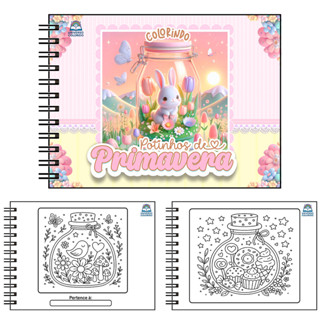 Livro de Colorir Infantil POTINHOS DE PRIMAVERA 50 Folhas Capa Dura em Oferta na Shopee