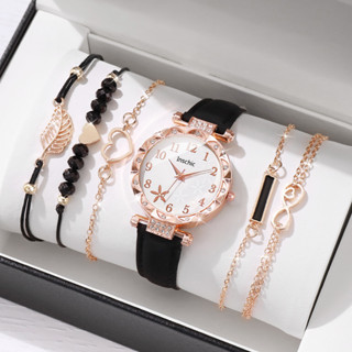 Relógio Feminino Com Conjunto De Joias De Quartzo Pulseira De Couro Casual (Sem Caixa Incluída) em Oferta na Shopee