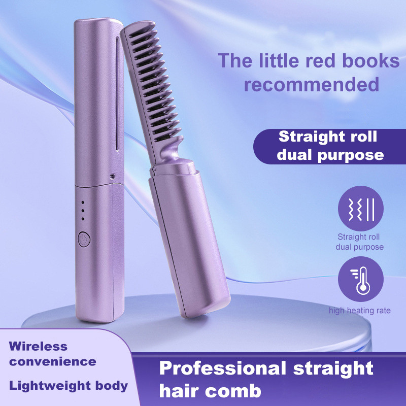 Alisador De Cabelos Sem Fio Escova Ar Quente USB Recarregável Secador Elétrico Para Todos Os Tipos em Oferta na Shopee