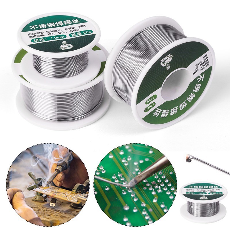 Fio para Solda de Alumínio c/ Fluxo - Baixa Temperatura para Alumínio, Cobre, Aço INOX e Zinco - 50g/100g