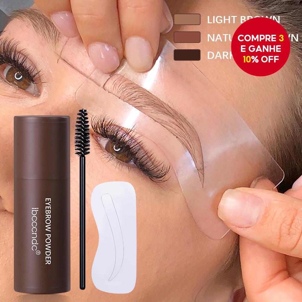 Kit De Modelagem De Carimbo De Sobrancelha-Maquiagem Pó Com 10 Estênceis Reutilizáveis