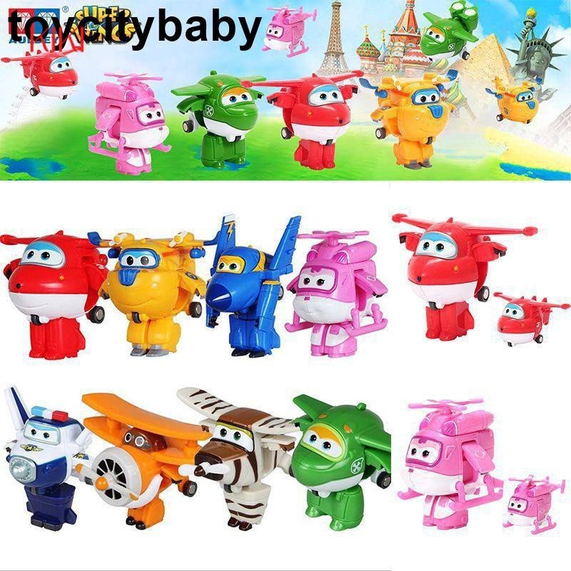 Conjunto de 8 Peças Super Wings Mini Avião Brinquedos de Deformação Avião Robô Presente para Crianças TDSY