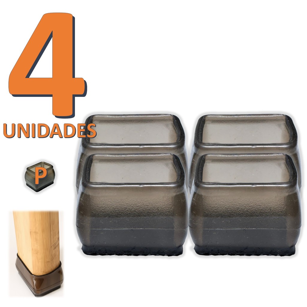 Kit 04 Peças Protetor De Silicone Para Pé Da Mesa E Cadeira PRETO RETANGULAR Tam: P MOD200082 em Oferta na Shopee