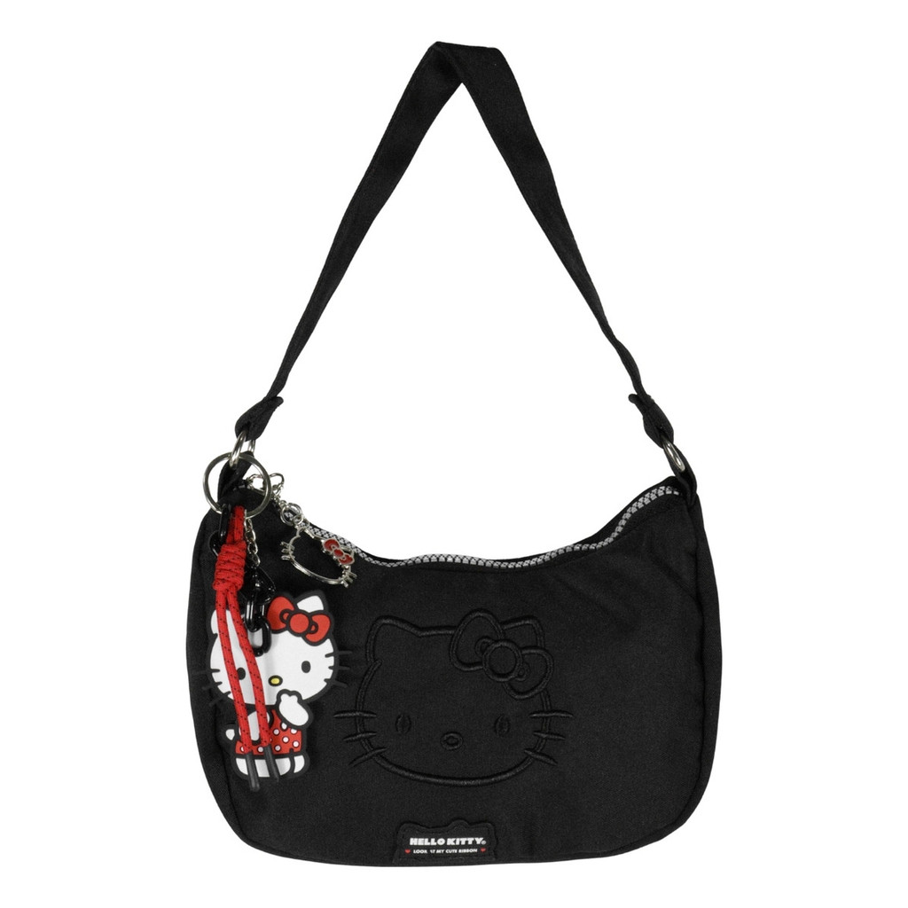 Bolsa Hello Kitty Semax Meia Lua Pequena Chaveiro Hk26083 Cor Preto em Oferta na Shopee