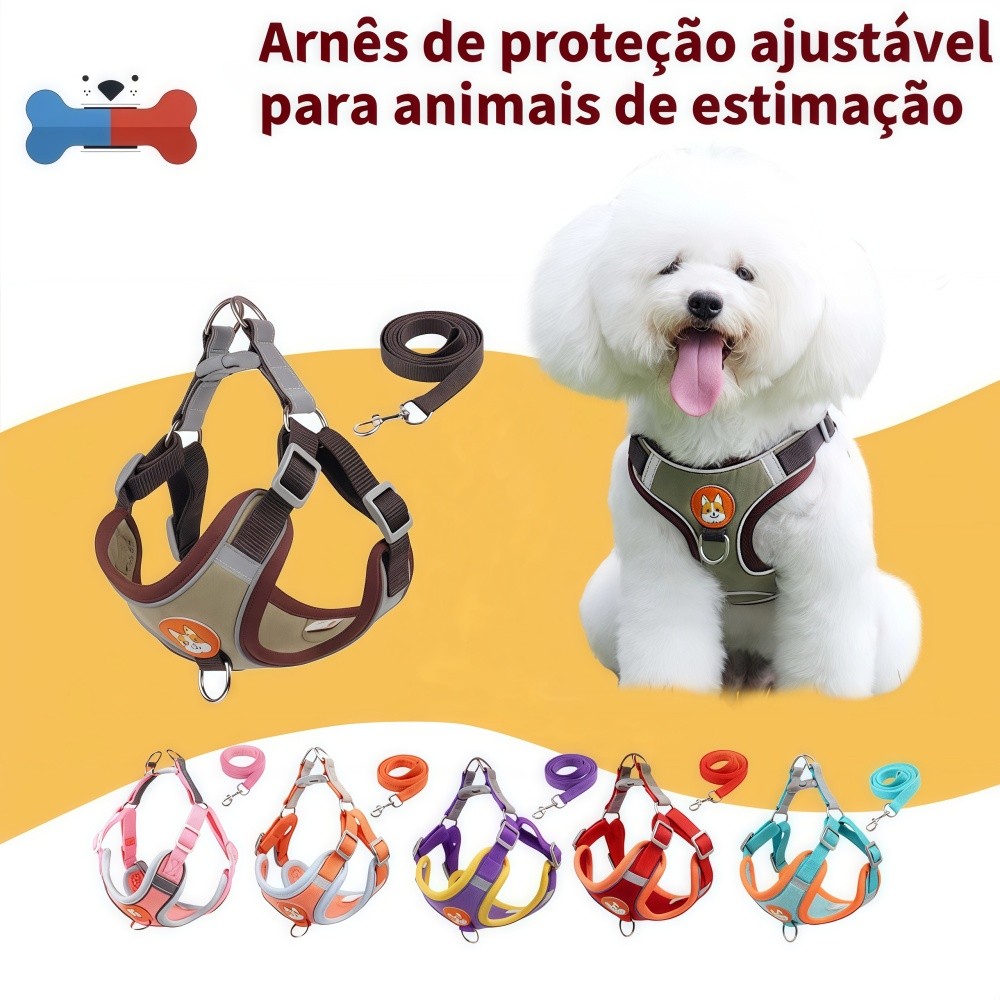 Coleira Peitoral coleira para cachorro com guia para pet pequenos e médios colete confortável