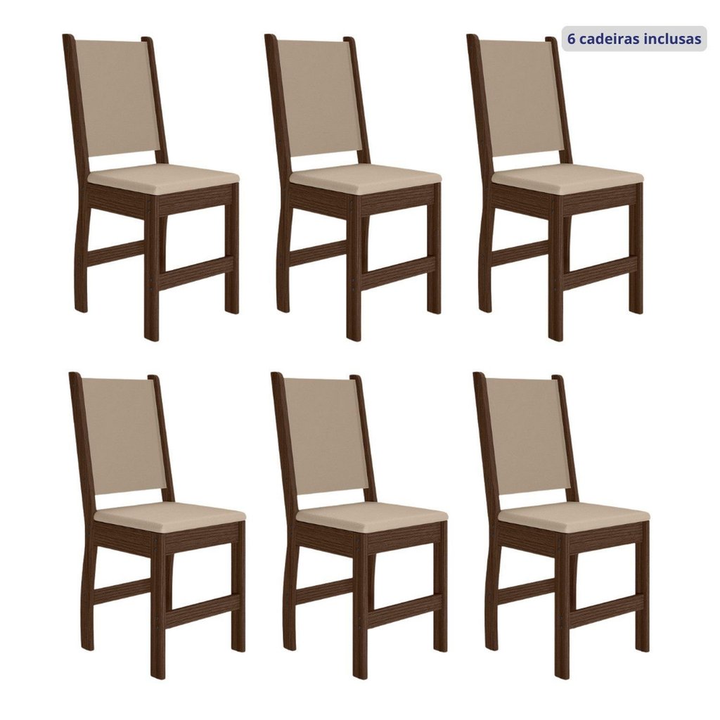 Kit 6 Cadeiras de Jantar Mdf Clara Amêndoa/Savana em Oferta na Shopee