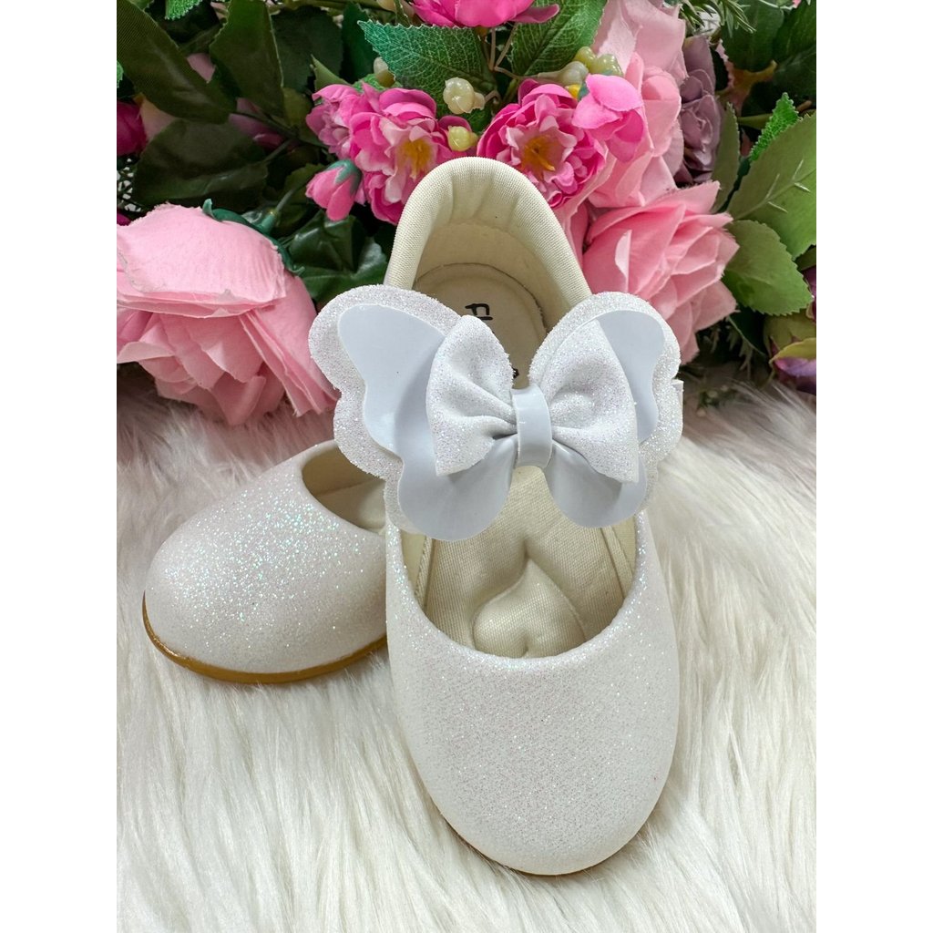 Sapatilha Flor Di MIla Baby Branco Gliter