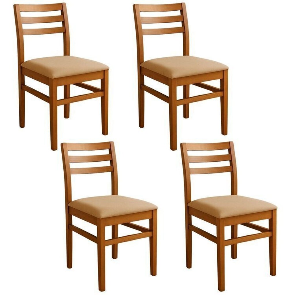 Kit 4 Cadeiras para Sala de Jantar em Madeira Maciça Diamante Mel/Bege em Oferta na Shopee