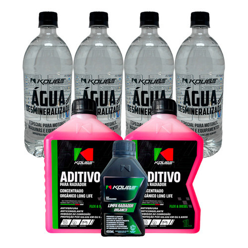 Kit Limpa Radiador Aditivo Concentrado Água Desmineralizada