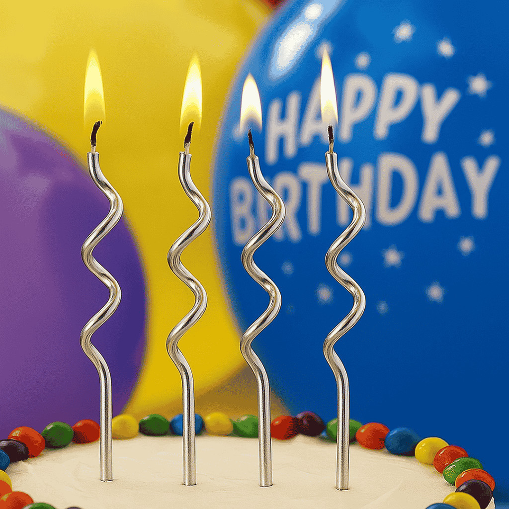 Vela Espiral Metalizada Silver Festas – Kit 4 ~ 12 Unidades • Festas e Bolos • Diversas Cores em Oferta na Shopee