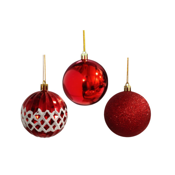 Conjunto de Bolas de Natal Vermelhas - 7cm (6 Unidades)