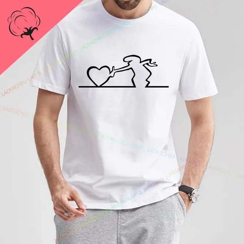 Camiseta Masculina Linha coração Estampada Lançamento Camiseta 100% Algodão Camisetão Camisa Oversized Plus - Camisarte