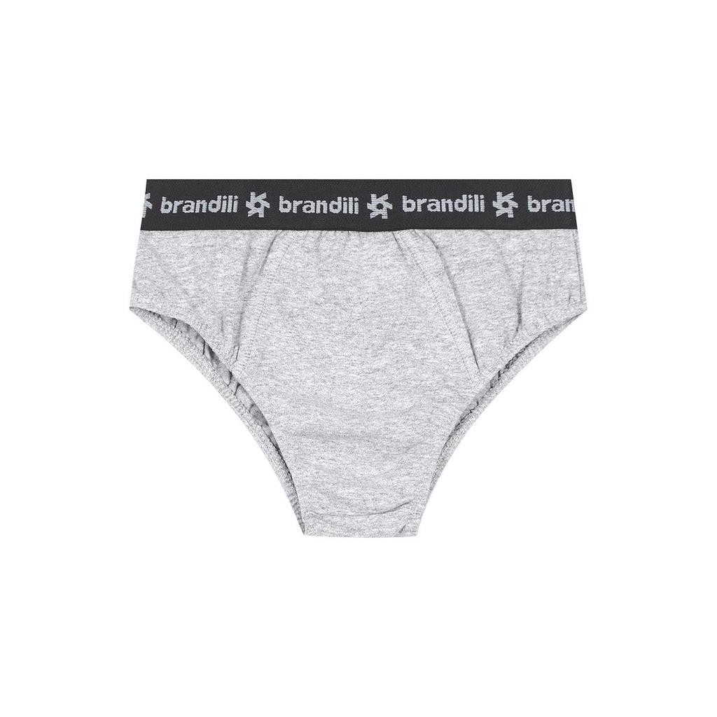 Cueca slip infantil menino em cotton Brandili Cinza