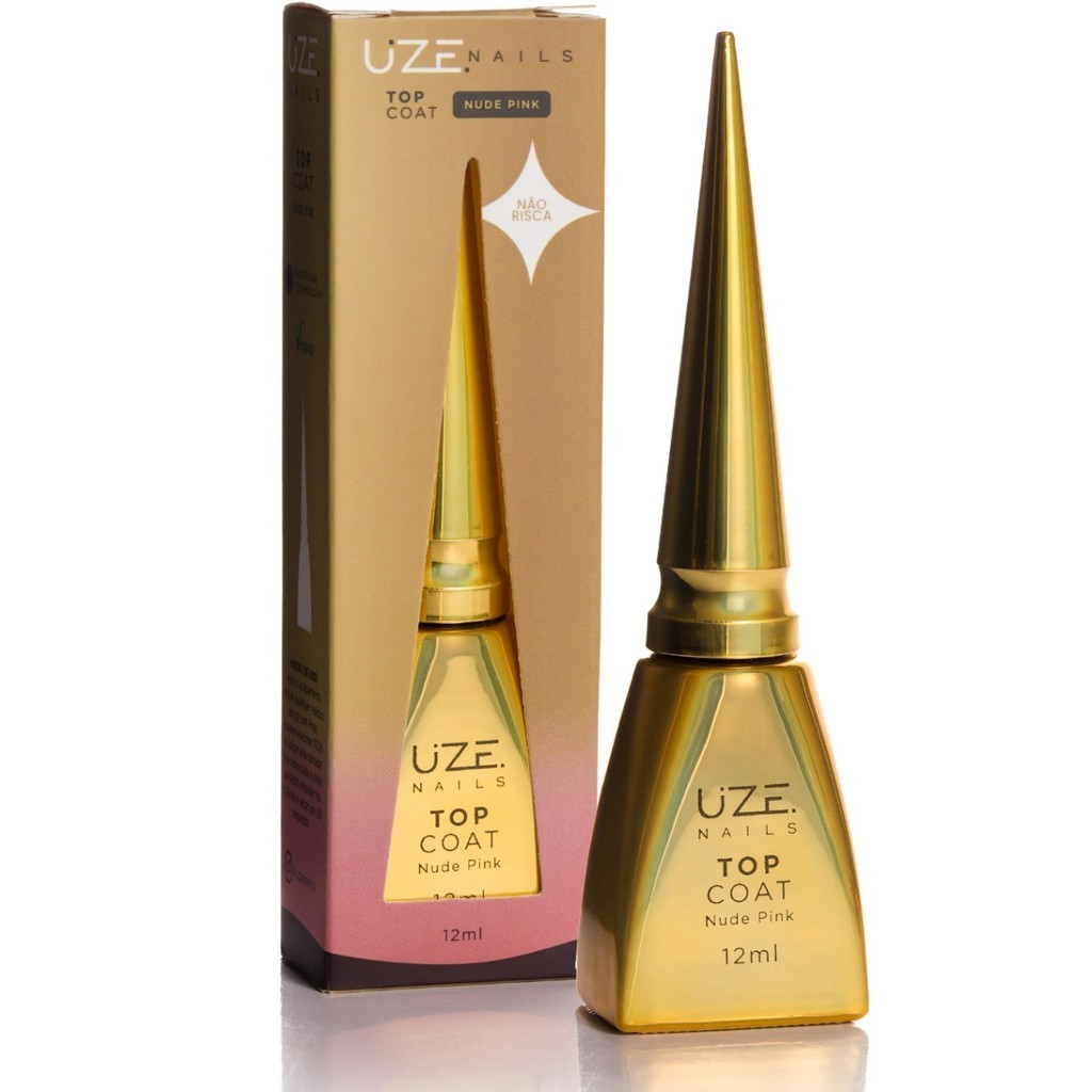 Top Coat 12ml Uze Nails Profissional Nail Designer Nude Pink / Clear Diamond / Glitter Fofineo