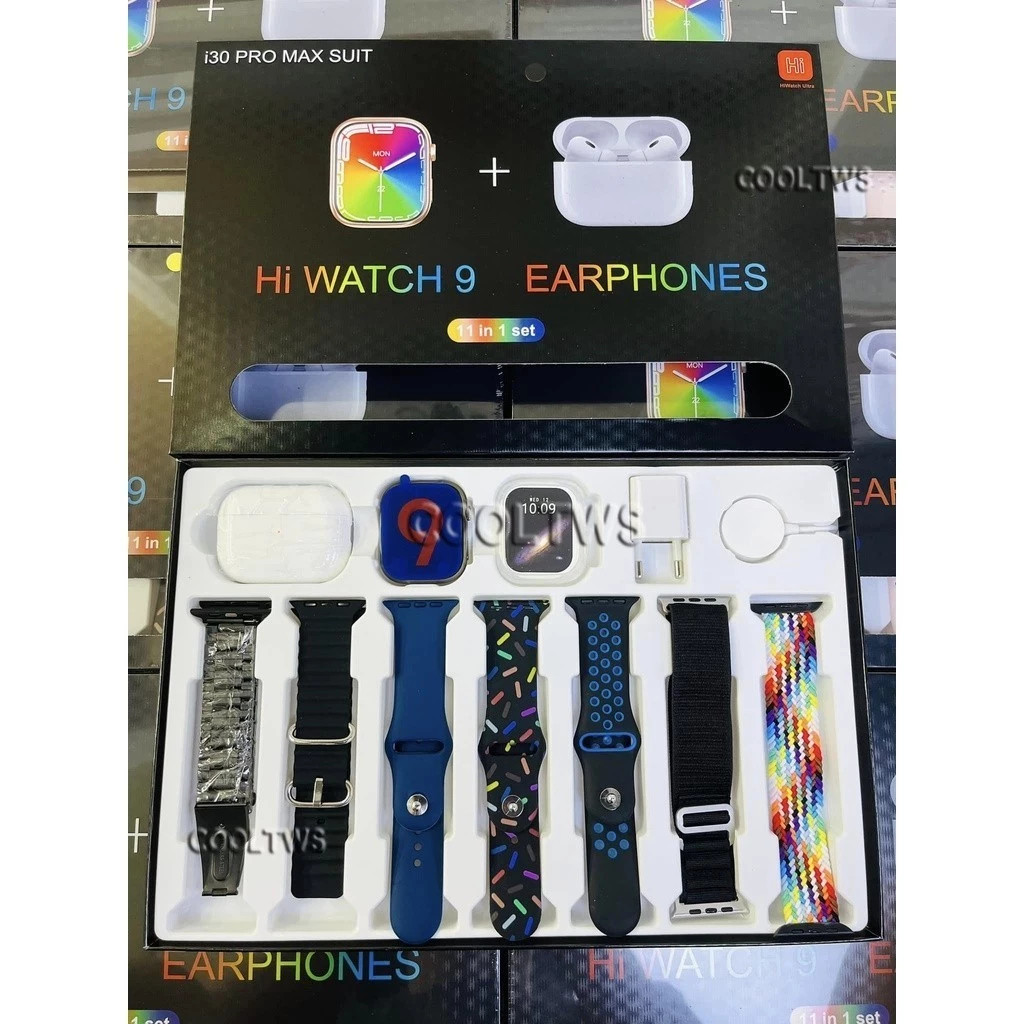 🔥New Pink Hot Sale🔥Code11-In1 Novo i30 pro max Terno Smartwatch Com Fones De Ouvido Caixa Adaptador Carregador Sem Fio