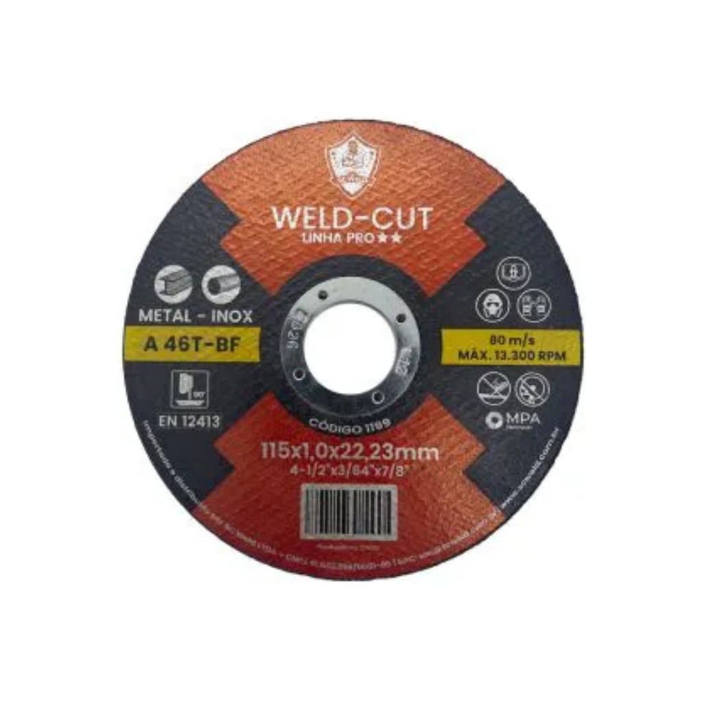 Disco de corte 4.1/2 x 1,0mm Weld Cut - SC Weld - 50 pçs