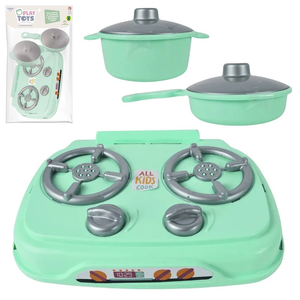 Kit Cozinha Infantil Com Fogão + Frigideira 5 peças Vintage Collection em Oferta na Shopee