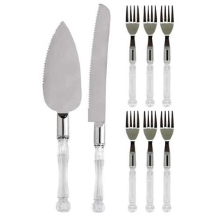 Kit Conjunto Espátula E Faca Para Bolo Com Seis Garfos De Sobremesa em Oferta na Shopee