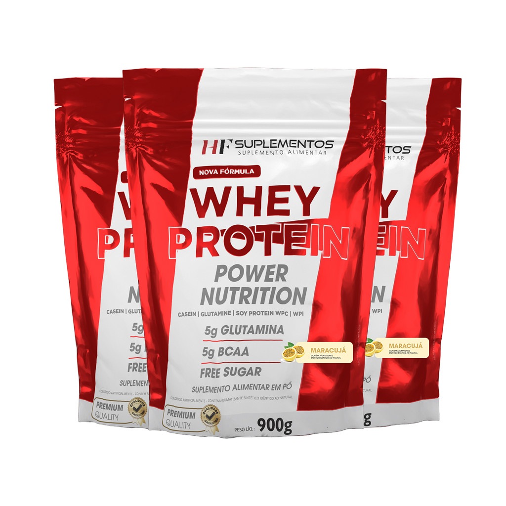 3X WHEY PROTEIN POWER NUTRITION 900G MOUSSE MARACUJÁ HF SUPLE