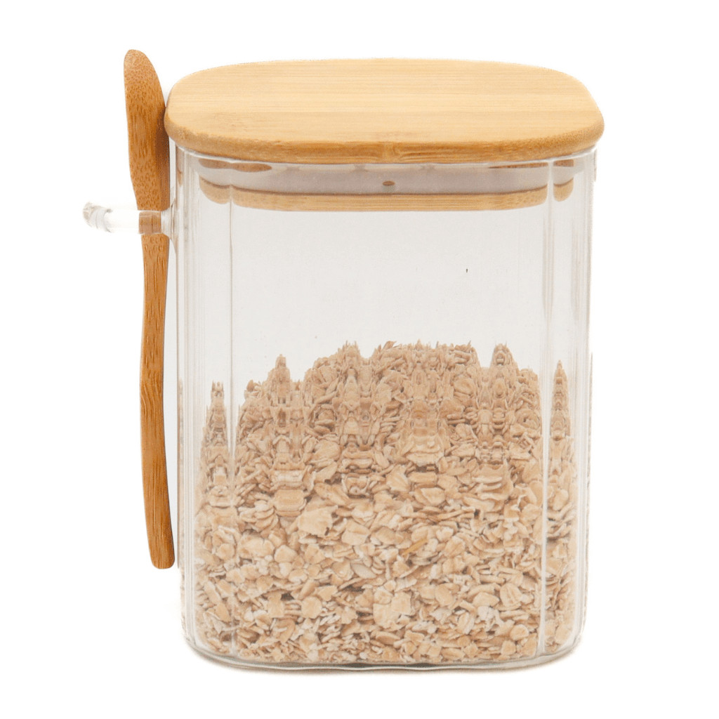 Pote de Vidro Hermético Borossilicato Transparente Canelado C/Colher 650ml Mantimentos Cozinha