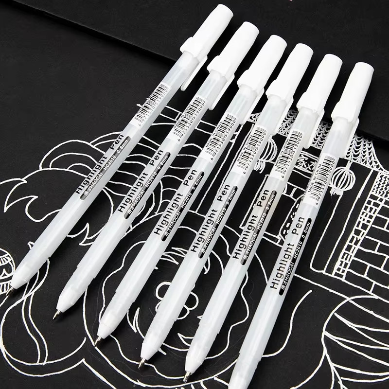 Canetas De Destaque Brancas De 1/3/5 Pacotes-Marcadores De Arte De 0.8 Mm Para Desenho Criativo Escola E Design 99P