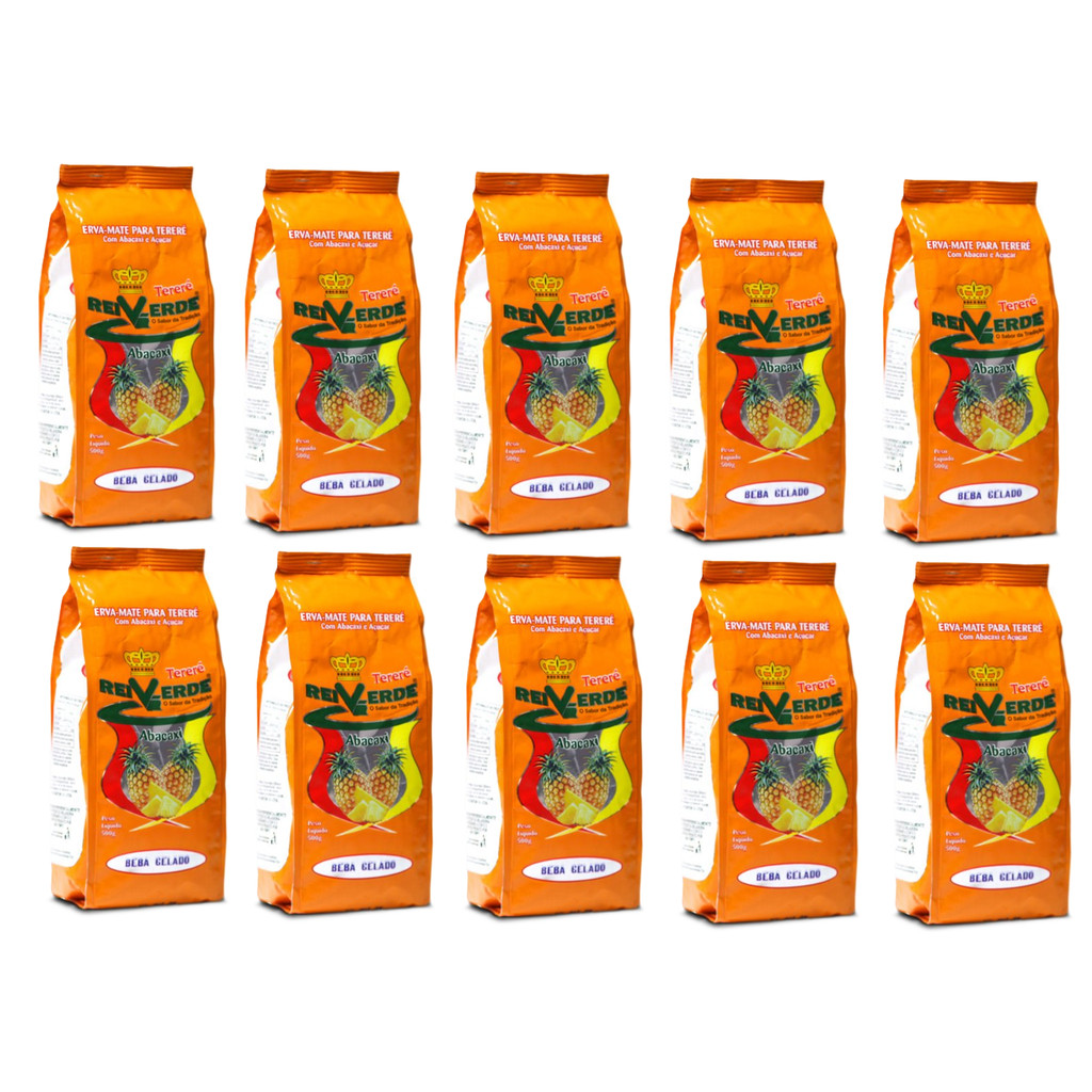 Kit 10 Erva Mate para Tererê Abacaxi Rei Verde 500g com açucar