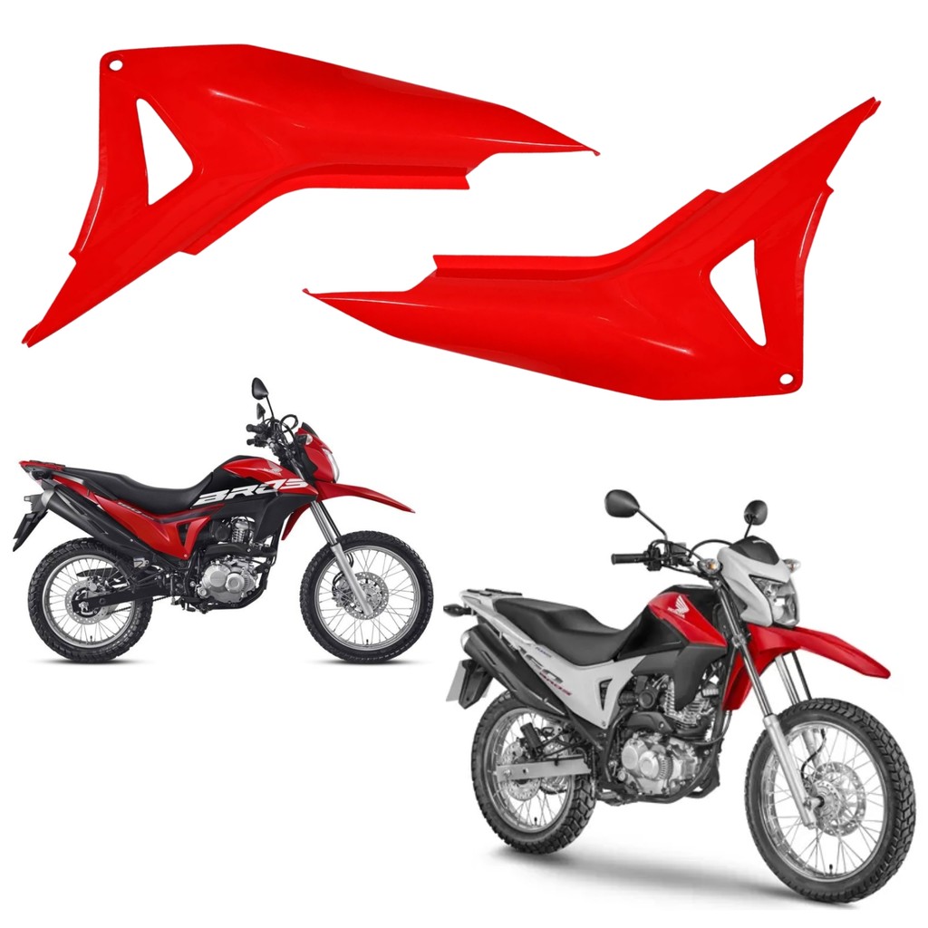 PAR ABA TANQUE GUIA AR TAMPA ALETA LATERAL HONDA NXR BROS 160 VERMELHO 2015-2021 PARAMOTOS HONDA