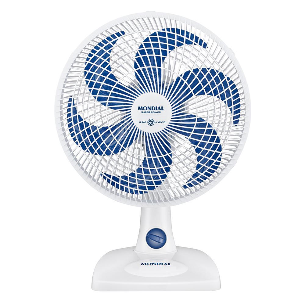 Ventilador De Mesa Mondial Super Power 6 Pás 60W 30Cm Branco e Azul Escuro VSP-30-W - 127V em Oferta na Shopee