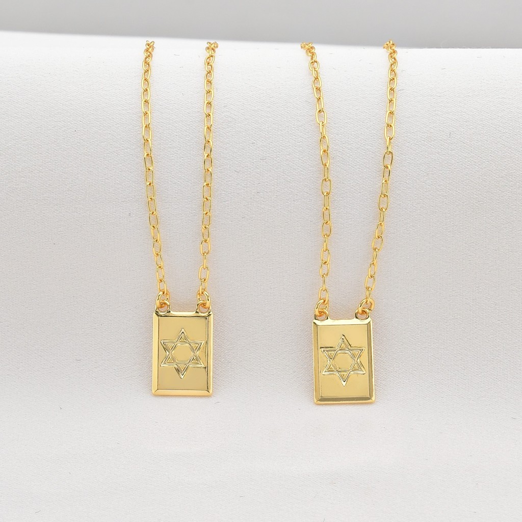 Escapulário Feminino Estrela de Davi Banhado a Ouro 18k Colar Folheado