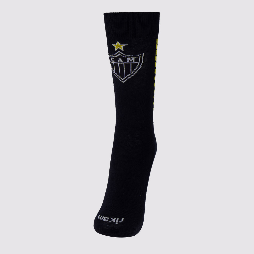 Meia Atlético Mineiro Casual Escudo Preta e Branca em Oferta na Shopee