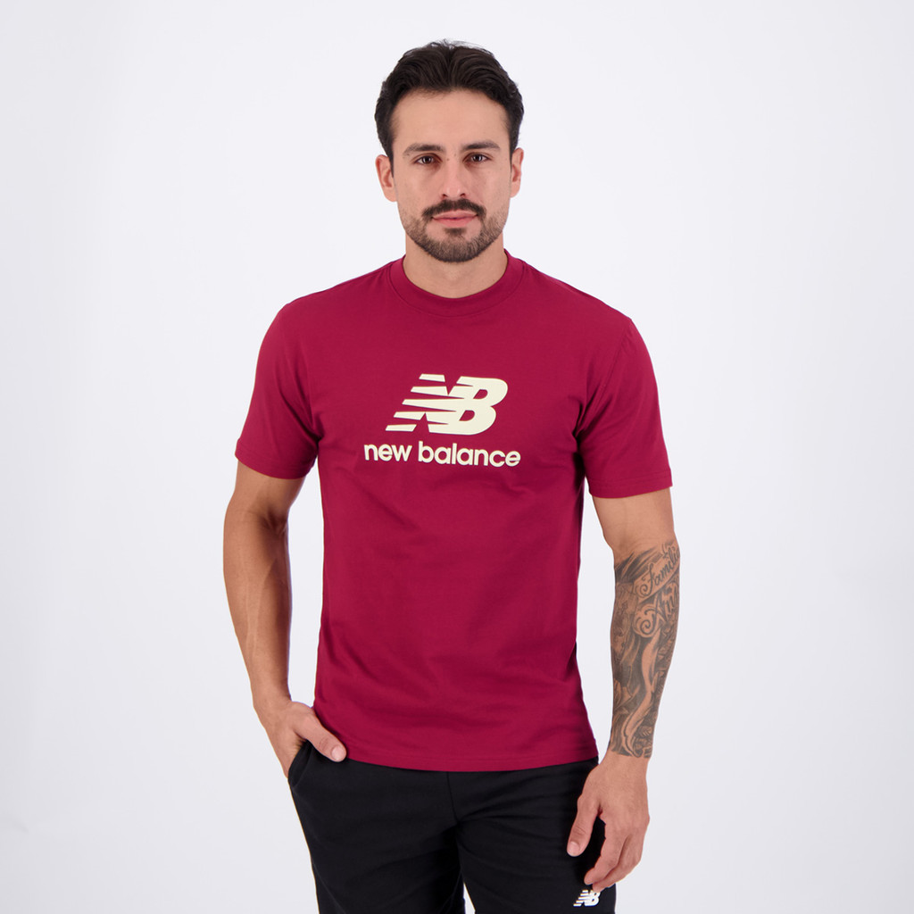 Camisa New Balance Essentials Vinho em Oferta na Shopee