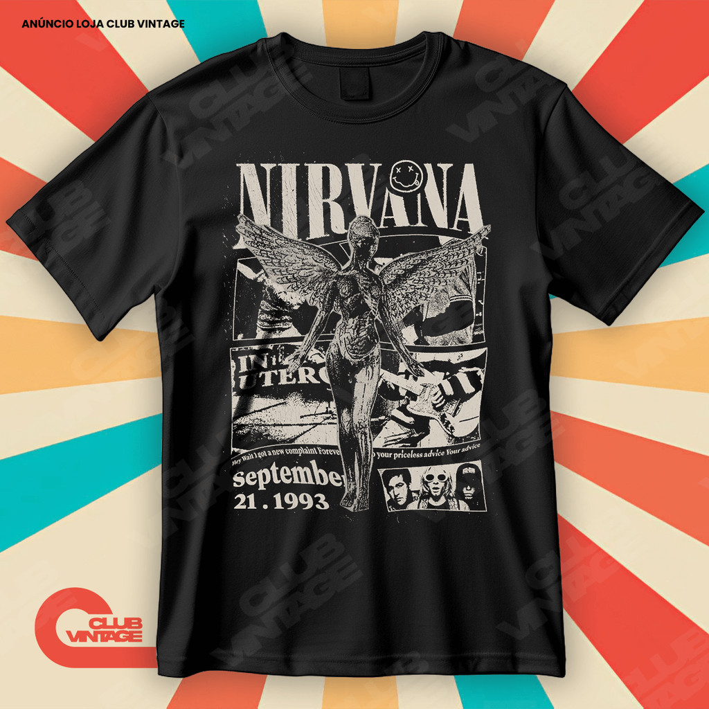 Camiseta Nirvana September 21 1993 Blusa Camisa Rock & Roll 100% Algodão