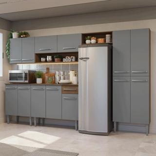 Armário De Cozinha Completa 293cm Rustic-cinza Emilly Madesa 011 em Oferta na Shopee