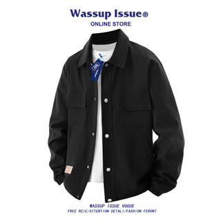 WASSUP ISSUE American Street Wear Lapela Jaqueta Masculina Primavera Outono Workwear Cardigan Solto Casual Masculino