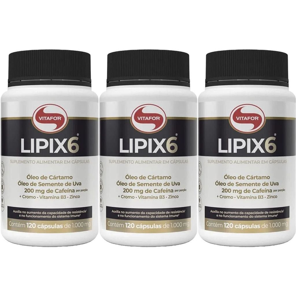 Kit 3X Lipix6 - 120 Cápsulas - Vitafor