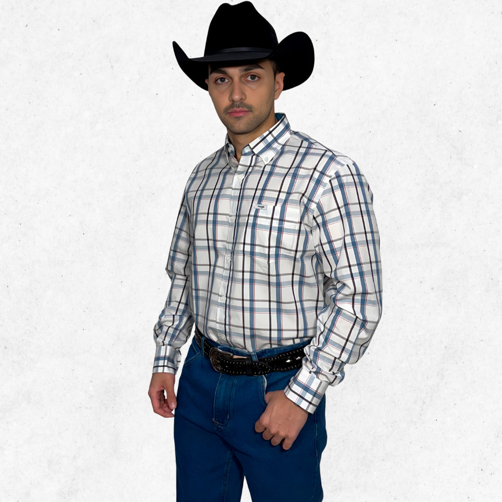 Camisa Wrangler Manga Longa Original Xadrez Rodeo New