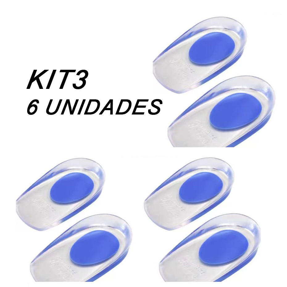 3 Pares Palmilhas Ortopédicas de Silicone Transparente – Alívio Esporão do Calcâneo, Conforto e Suporte