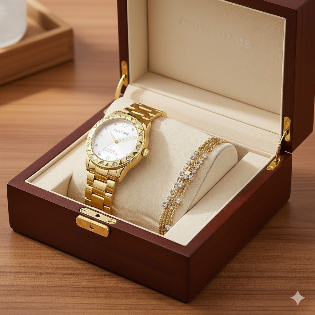 Relógio Moda Feminina Pallyjane à Prova D´Água Luxo Dourado Prata Rosê