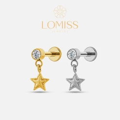 Piercing Orelha Minibarbell Aço Cirúrgico Zircônia Com Pingente Estrela Para Labret Brinco Piercing Labial Nariz