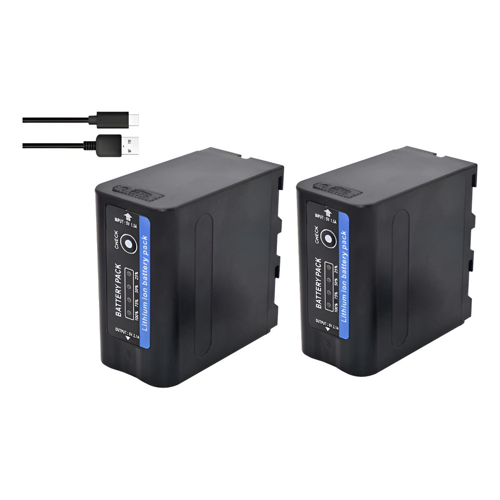 Kit 2 Baterias Np-f980 Para Led Filmadora 7.4v 10.000mah Usb