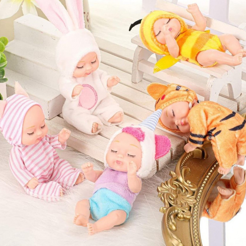 11cm Simulação reborn Boneca silicone Sono Bebê Sólido mini Bonito Menino Vestido Brinquedo Realista Presente Da Menina