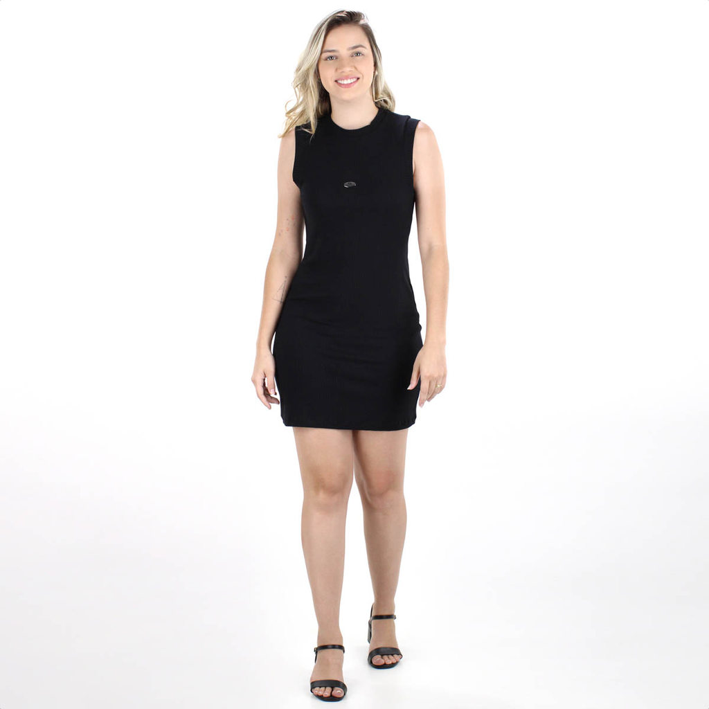 Vestido Colcci Canelado Sem Mangas Slim Preto - Feminino