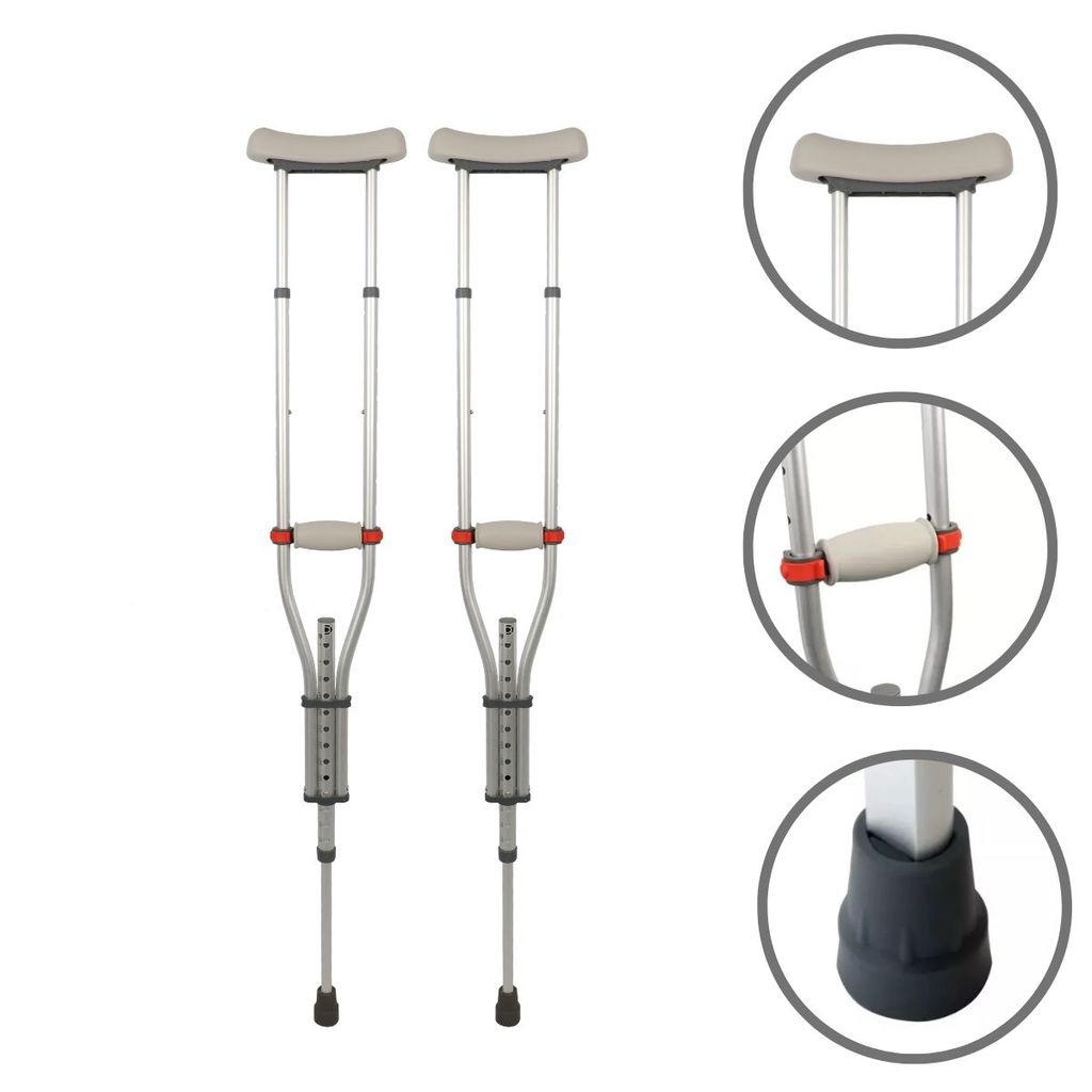 Par Muleta Universal Axilar C Ajuste Alumínio 130kg Hidrolight