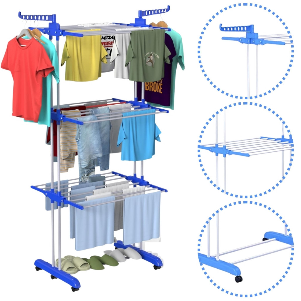 Varal De Chão Roupa Calcinha Grade 3 Andares Dobrável Portátil